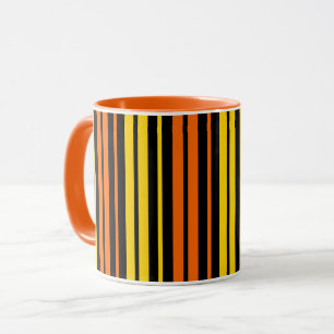 Gelb und Orange Vertikale Streifen Schwarz   Tasse