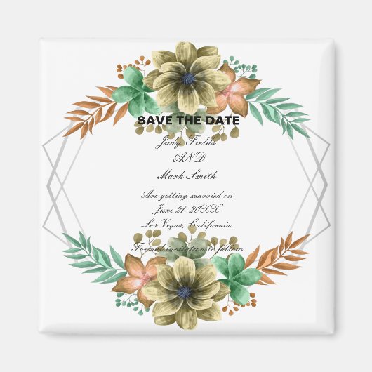 Gelb- und Orangefarbene Blüten Save the Date Magnet (Vorne)