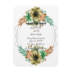 Gelb- und Orangefarbene Blüten Save the Date Magnet
