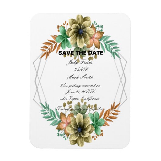 Gelb- und Orangefarbene Blüten Save the Date Magnet (Vertikal)