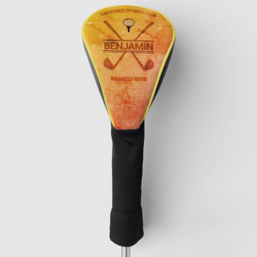 Gelb- und Orangefarbene Ledergestaltung Golf Headcover (Vorderseite)
