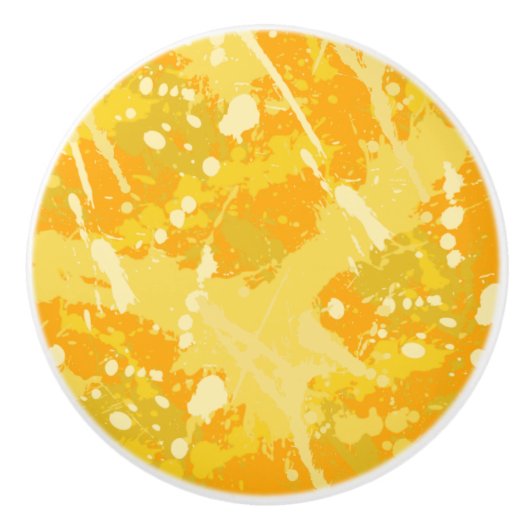 Gelb- und Orangefärbter Spritzer Keramikknauf (Vorderseite)