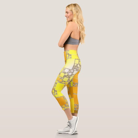 Gelb und Orangen Capri Leggings (Links)