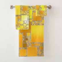 Gelb- und Orangenbadewanne Set