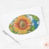 Gelb- und Orangenblütenmalerei Ovaler Aufkleber (Umschlag)