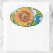 Gelb- und Orangenblütenmalerei Ovaler Aufkleber (Tasche)