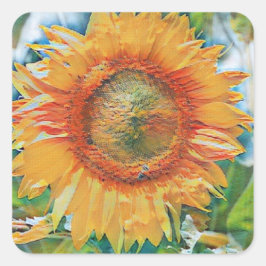 Gelb- und Orangenblütenmalerei Quadratischer Aufkleber