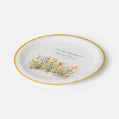 Gelb- und Orangengrasen-Wildblumen-Brautparty Pappteller (Schrägansicht)