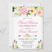Gelb und rosa Blume im Sommer süß 16 Einladung (Vorderseite)