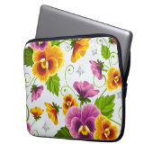 Gelb- und rosa Blumenmuster Laptopschutzhülle (Vorderseite Links)