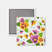 Gelb- und rosa Blumenmuster Magnet (Vorderseite/Rückseite)