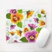 Gelb- und rosa Blumenmuster Mousepad (Mit Mouse)