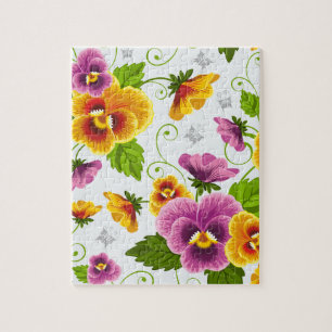 Gelb- und rosa Blumenmuster Puzzle