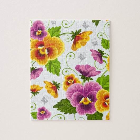 Gelb- und rosa Blumenmuster Puzzle (Vertikal)