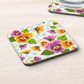 Gelb- und rosa Blumenmuster Untersetzer (Linke Seite)