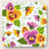 Gelb- und rosa Blumenmuster Untersetzer (Vorderseite)
