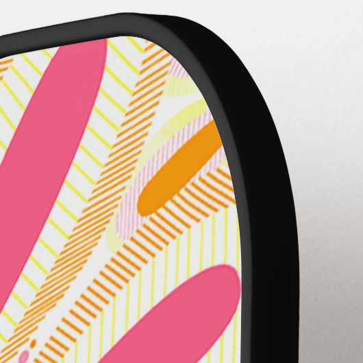 Gelb und rosa Blütenblätter Pickleball Schläger (Linke Seite)