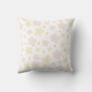 Gelb und rosa Designer Blumen auf Weiß Kissen