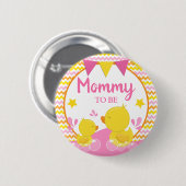Gelb und rosa Gummi Ducky Polka Dot Mommy zu sein Button (Vorne & Hinten)