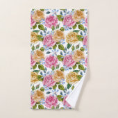Gelb und rosa Rosen Badehandtuch Set (Handtuch)