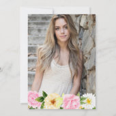 Gelb und Rosa Sommer Blume Foto Süß 16 Einladung (Rückseite)