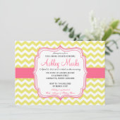 Gelb-und Rosa-Zickzack Einladung (Stehend Vorderseite)
