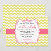 Gelb-und Rosa-Zickzack Einladung (Vorne/Hinten)