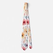 Gelb und Rose Wasserfarbener Blumenstrauß Krawatte (Vorderseite)