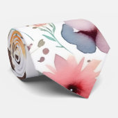 Gelb und Rose Wasserfarbener Blumenstrauß Krawatte (Gerollt)