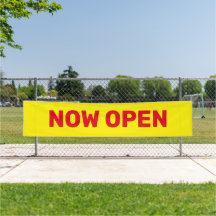 Gelb und Rot jetzt Open Sign Banner