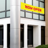 Gelb und Rot jetzt Open Sign Banner (Äußeres Gebäude)