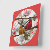 Gelb und Rot Kardinal römische Zahl Quadratische Wanduhr (Winkel)