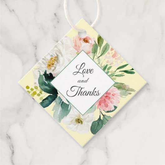 Gelb und rot Rosa Floral Vielen Dank für Ihre Unte Geschenkanhänger (Vorderseite)