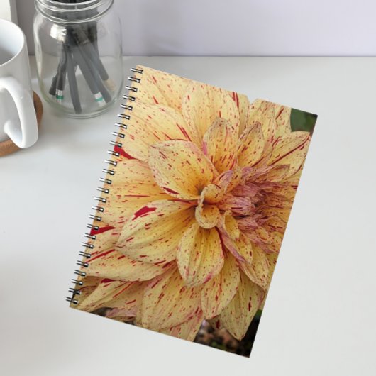 Gelb und Rot variierte Dahlia Floral Notizblock