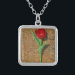Gelb und Rot Versilberte Kette<br><div class="desc">Frühlingsgelb und Rot Tulip,  brauner Felsen am Arrowhad-See. Foto von Sandy Closs. Ostern,  Blumen,  rote Blume,  Frühling,  Valentine,  Valentine,  Hochzeiten,  Hochzeiten,  Valentinstag</div>