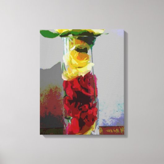 Gelb und rote Rosen Leinwanddruck (Vorderseite)
