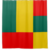 Gelb- und roter Blockdruck Duschvorhang (Vorderseite)