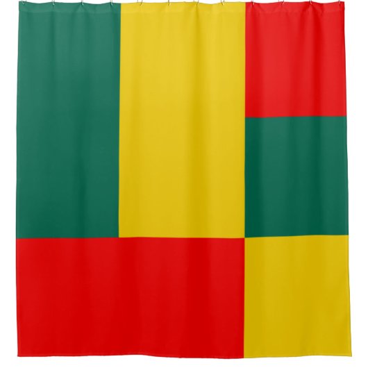 Gelb- und roter Blockdruck Duschvorhang (Vorderseite)