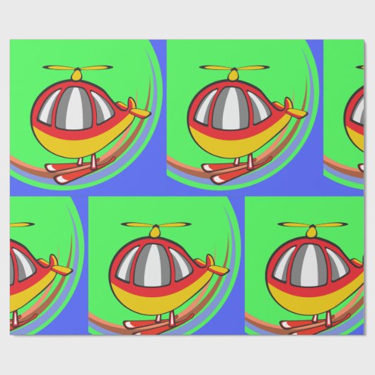 Gelb- und Rothubschrauber Geschenkpapier (Flach)