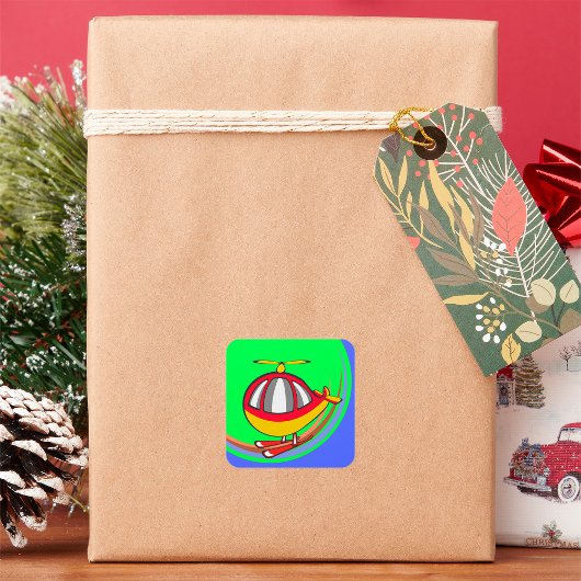 Gelb- und Rothubschrauber Quadratischer Aufkleber