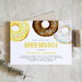 Gelb und Schokolade Sprinkle Donuts Baby Brunch Einladung