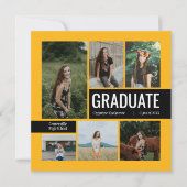 Gelb und schwarz 6 Foto Abschluss Einladung (Vorderseite)