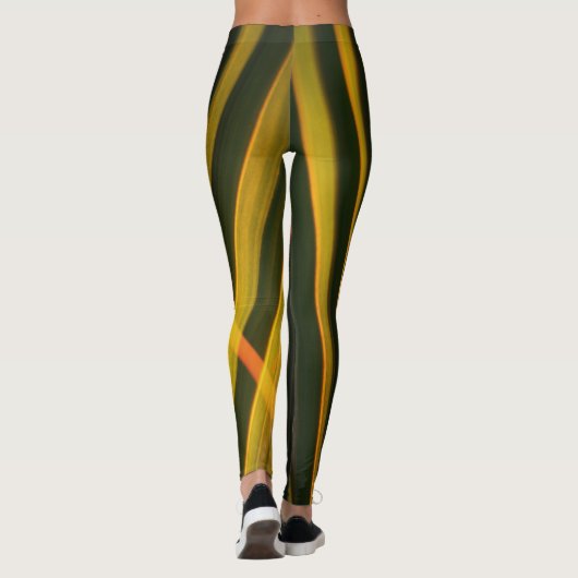Gelb und Schwarz Abstrakt Leggings (Rückseite)