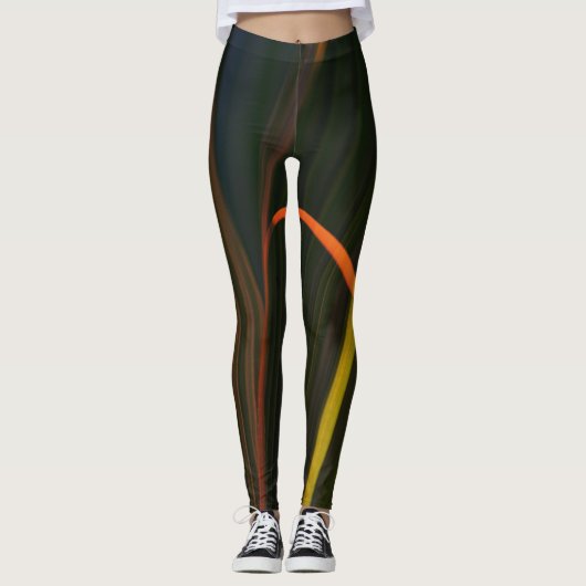 Gelb und Schwarz Abstrakt Leggings (Vorderseite)