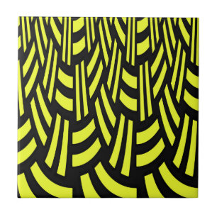 Gelb und Schwarz Art Deco Fliese