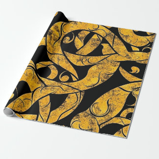 Gelb- und Schwarz-Batik-Muster Geschenkpapier