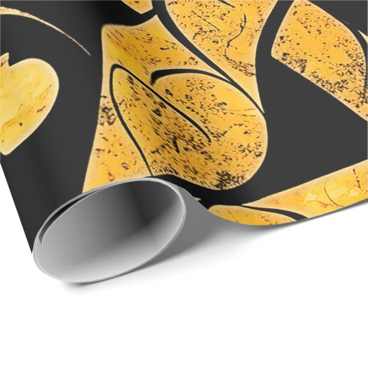 Gelb- und Schwarz-Batik-Muster Geschenkpapier (Rolleneckpunkt)