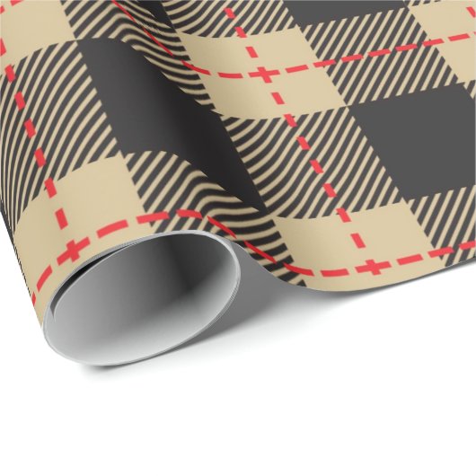 Gelb und schwarz bei Lumberjack Geschenkpapier (Rolleneckpunkt)