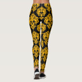 Gelb und schwarz Damaskus Chic Modernes, elegantes Leggings (Rückseite)