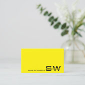 Gelb und schwarz einfach mit Monogramm Visitenkarte (Stehend Vorderseite)